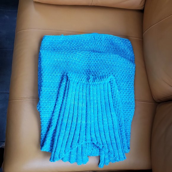 Adult Kids Girls Teal Mermaid Tail Crochet Sofa Blanket Soft Comfy Warm Wearable - Picture 7 of 11